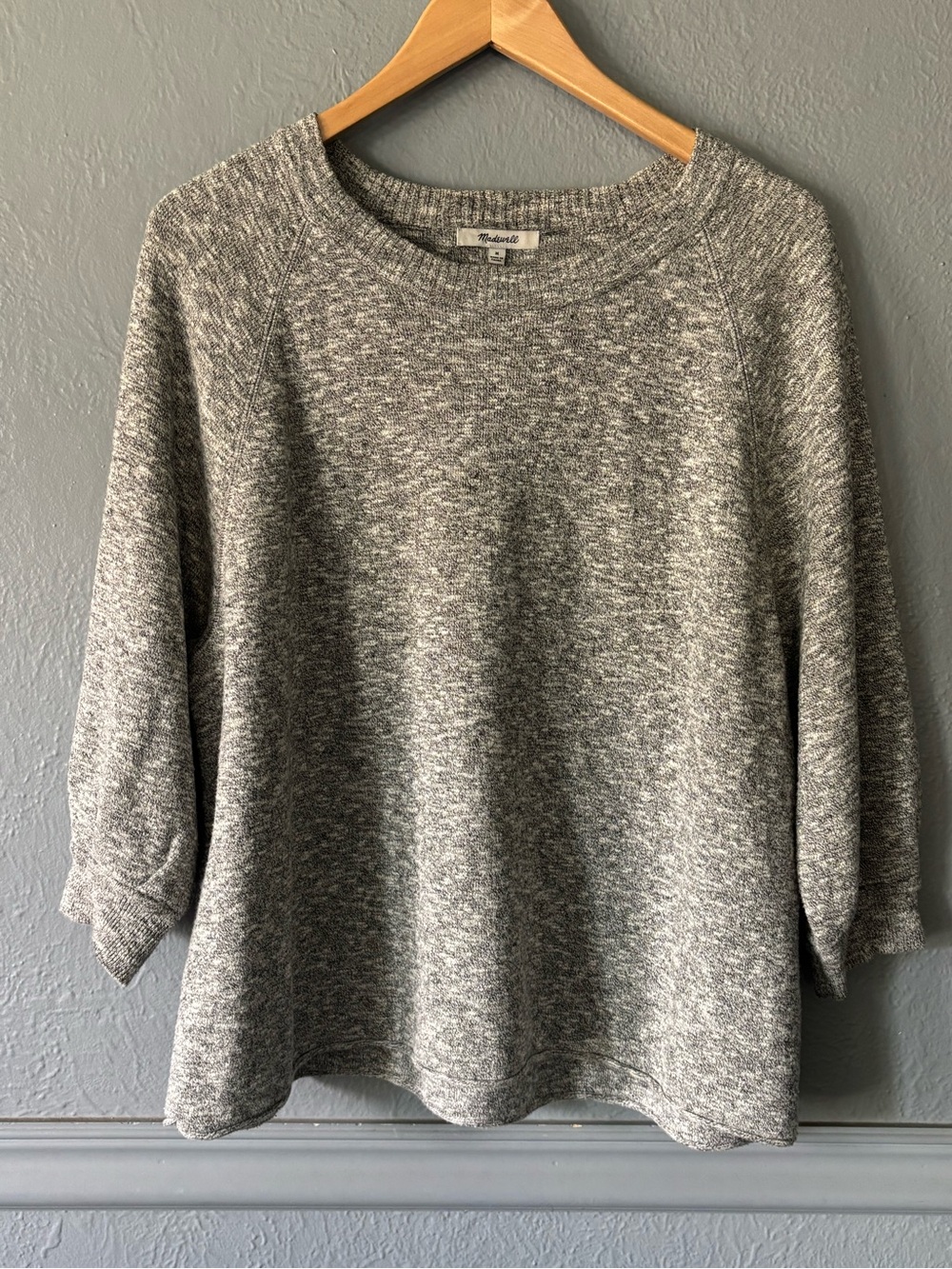 Madewell Marled Knit Sweater Gray Balloon Sleeve Pullover Medium